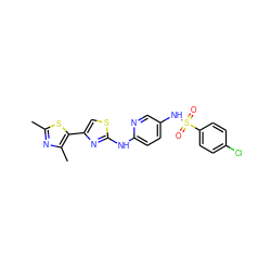 Cc1nc(C)c(-c2csc(Nc3ccc(NS(=O)(=O)c4ccc(Cl)cc4)cn3)n2)s1 ZINC001772635943