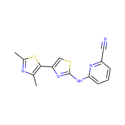 Cc1nc(C)c(-c2csc(Nc3cccc(C#N)n3)n2)s1 ZINC001772619527