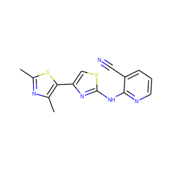 Cc1nc(C)c(-c2csc(Nc3ncccc3C#N)n2)s1 ZINC001772636030