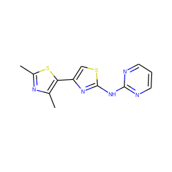 Cc1nc(C)c(-c2csc(Nc3ncccn3)n2)s1 ZINC000004011580