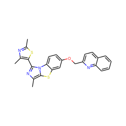 Cc1nc(C)c(-c2nc(C)c3sc4cc(OCc5ccc6ccccc6n5)ccc4n23)s1 ZINC000103244730