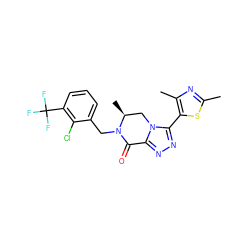 Cc1nc(C)c(-c2nnc3n2C[C@H](C)N(Cc2cccc(C(F)(F)F)c2Cl)C3=O)s1 ZINC000219181573