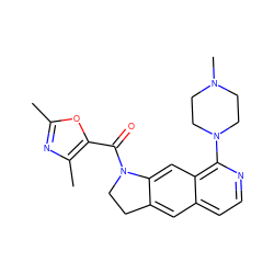 Cc1nc(C)c(C(=O)N2CCc3cc4ccnc(N5CCN(C)CC5)c4cc32)o1 ZINC000028528929