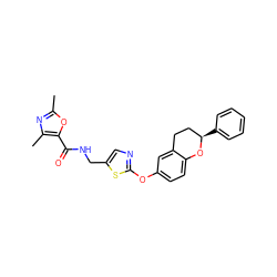 Cc1nc(C)c(C(=O)NCc2cnc(Oc3ccc4c(c3)CC[C@@H](c3ccccc3)O4)s2)o1 ZINC000169710541