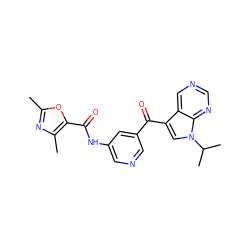 Cc1nc(C)c(C(=O)Nc2cncc(C(=O)c3cn(C(C)C)c4ncncc34)c2)o1 ZINC000169707976