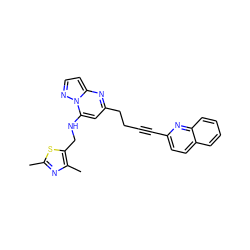 Cc1nc(C)c(CNc2cc(CCC#Cc3ccc4ccccc4n3)nc3ccnn23)s1 ZINC000114811051