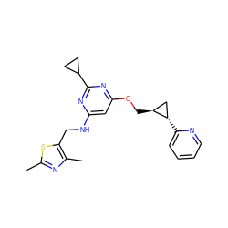 Cc1nc(C)c(CNc2cc(OC[C@H]3C[C@@H]3c3ccccn3)nc(C3CC3)n2)s1 ZINC000205794300