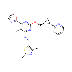 Cc1nc(C)c(CNc2nc(OC[C@H]3C[C@@H]3c3ccccn3)nc(-c3ncco3)c2C)s1 ZINC000114812865