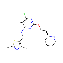 Cc1nc(C)c(CNc2nc(OCC[C@@H]3CCCCN3)nc(Cl)c2C)s1 ZINC000473112241