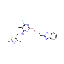 Cc1nc(C)c(CNc2nc(OCCCc3nc4ccccc4[nH]3)nc(Cl)c2C)s1 ZINC000114804180