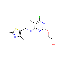 Cc1nc(C)c(CNc2nc(OCCO)nc(Cl)c2C)s1 ZINC000143678224