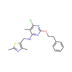 Cc1nc(C)c(CNc2nc(OCCc3ccccc3)nc(Cl)c2C)s1 ZINC000114806623