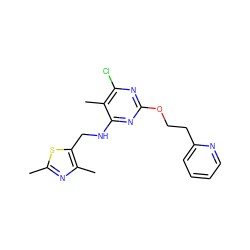 Cc1nc(C)c(CNc2nc(OCCc3ccccn3)nc(Cl)c2C)s1 ZINC000114805762