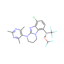 Cc1nc(C)c(N2CCCn3c2nc2c(Cl)ccc([C@@H](OC(F)F)C(F)(F)F)c23)c(C)n1 ZINC000142400291