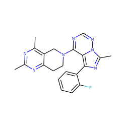 Cc1nc(C)c2c(n1)CCN(c1ncnn3c(C)nc(-c4ccccc4F)c13)C2 ZINC000169711762