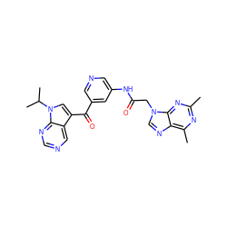 Cc1nc(C)c2ncn(CC(=O)Nc3cncc(C(=O)c4cn(C(C)C)c5ncncc45)c3)c2n1 ZINC000169707686