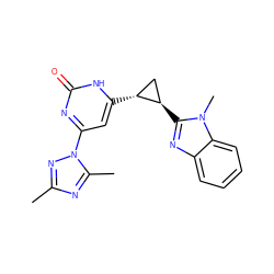 Cc1nc(C)n(-c2cc([C@@H]3C[C@H]3c3nc4ccccc4n3C)[nH]c(=O)n2)n1 ZINC000218653110