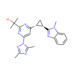 Cc1nc(C)n(-c2cc([C@@H]3C[C@H]3c3nc4ccccc4n3C)nc(C(C)(C)O)n2)n1 ZINC000142962201