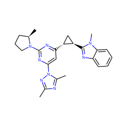 Cc1nc(C)n(-c2cc([C@@H]3C[C@H]3c3nc4ccccc4n3C)nc(N3CCC[C@H]3C)n2)n1 ZINC000223519769