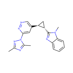 Cc1nc(C)n(-c2cc([C@H]3C[C@@H]3c3nc4ccccc4n3C)cnn2)n1 ZINC000223514870