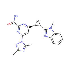 Cc1nc(C)n(-c2cc([C@H]3C[C@@H]3c3nc4ccccc4n3C)nc(C(N)=O)n2)n1 ZINC000141633079