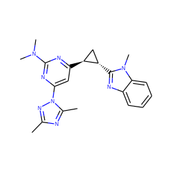 Cc1nc(C)n(-c2cc([C@H]3C[C@@H]3c3nc4ccccc4n3C)nc(N(C)C)n2)n1 ZINC000223423990