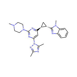 Cc1nc(C)n(-c2cc([C@H]3C[C@@H]3c3nc4ccccc4n3C)nc(N3CCN(C)CC3)n2)n1 ZINC000223423497