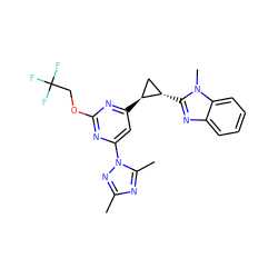 Cc1nc(C)n(-c2cc([C@H]3C[C@@H]3c3nc4ccccc4n3C)nc(OCC(F)(F)F)n2)n1 ZINC000223427497