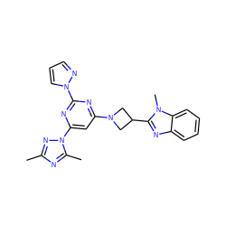 Cc1nc(C)n(-c2cc(N3CC(c4nc5ccccc5n4C)C3)nc(-n3cccn3)n2)n1 ZINC000205333275