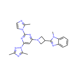 Cc1nc(C)n(-c2cc(N3CC(c4nc5ccccc5n4C)C3)nc(-n3ccnc3C)n2)n1 ZINC000143107795