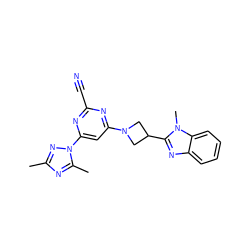 Cc1nc(C)n(-c2cc(N3CC(c4nc5ccccc5n4C)C3)nc(C#N)n2)n1 ZINC000205333330