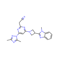 Cc1nc(C)n(-c2cc(N3CC(c4nc5ccccc5n4C)C3)nc(CC#N)n2)n1 ZINC000224807487