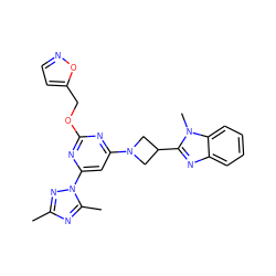 Cc1nc(C)n(-c2cc(N3CC(c4nc5ccccc5n4C)C3)nc(OCc3ccno3)n2)n1 ZINC000205330929