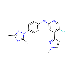 Cc1nc(C)n(-c2ccc(Nc3cc(-c4ccn(C)n4)c(F)cn3)cc2)n1 ZINC000071335303