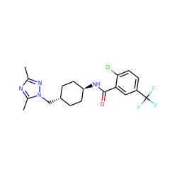 Cc1nc(C)n(C[C@H]2CC[C@H](NC(=O)c3cc(C(F)(F)F)ccc3Cl)CC2)n1 ZINC000261179344