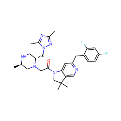 Cc1nc(C)n(C[C@H]2CN[C@H](C)CN2CC(=O)N2CC(C)(C)c3cnc(Cc4ccc(F)cc4F)cc32)n1 ZINC000219019802