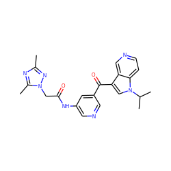 Cc1nc(C)n(CC(=O)Nc2cncc(C(=O)c3cn(C(C)C)c4ccncc34)c2)n1 ZINC001772655722