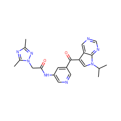 Cc1nc(C)n(CC(=O)Nc2cncc(C(=O)c3cn(C(C)C)c4ncncc34)c2)n1 ZINC000169707899