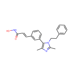 Cc1nc(C)n(CCc2ccccc2)c1-c1cccc(/C=C/C(=O)NO)c1 ZINC000038358026