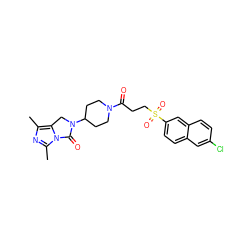 Cc1nc(C)n2c1CN(C1CCN(C(=O)CCS(=O)(=O)c3ccc4cc(Cl)ccc4c3)CC1)C2=O ZINC000045496877