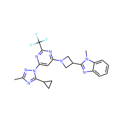 Cc1nc(C2CC2)n(-c2cc(N3CC(c4nc5ccccc5n4C)C3)nc(C(F)(F)F)n2)n1 ZINC000205330904