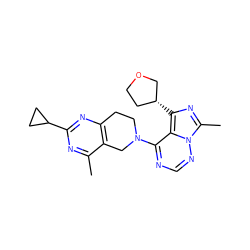 Cc1nc(C2CC2)nc2c1CN(c1ncnn3c(C)nc([C@@H]4CCOC4)c13)CC2 ZINC000169711672