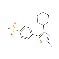 Cc1nc(C2CCCCC2)c(-c2ccc(S(C)(=O)=O)cc2)o1 ZINC000013436258