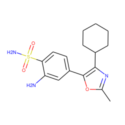 Cc1nc(C2CCCCC2)c(-c2ccc(S(N)(=O)=O)c(N)c2)o1 ZINC000013473013