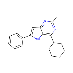 Cc1nc(C2CCCCC2)c2[nH]c(-c3ccccc3)cc2n1 ZINC000013835024