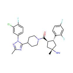 Cc1nc(C2CCN(C(=O)[C@@H]3C[C@@](C)(N)C[C@H]3c3ccc(F)cc3F)CC2)n(-c2ccc(F)c(Cl)c2)n1 ZINC000084759515