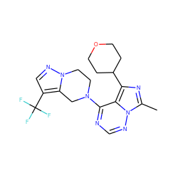 Cc1nc(C2CCOCC2)c2c(N3CCn4ncc(C(F)(F)F)c4C3)ncnn12 ZINC000169711733