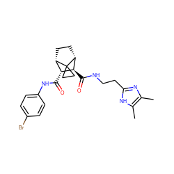 Cc1nc(CCNC(=O)[C@H]2[C@H](C(=O)Nc3ccc(Br)cc3)[C@@H]3CC[C@H]2C32CC2)[nH]c1C ZINC000168474529