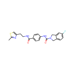 Cc1nc(CCNC(=O)c2ccc(NC(=O)N3Cc4ccc(F)cc4C3)cc2)cs1 ZINC000166245949