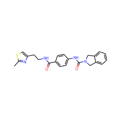 Cc1nc(CCNC(=O)c2ccc(NC(=O)N3Cc4ccccc4C3)cc2)cs1 ZINC000167167961